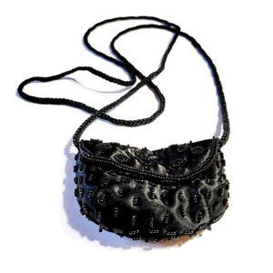 SIMPLY STYLE Black Beaded Mini Formal Prom Evening Bag Change Purse